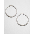 ABS Textured Silver Hoop Earrings